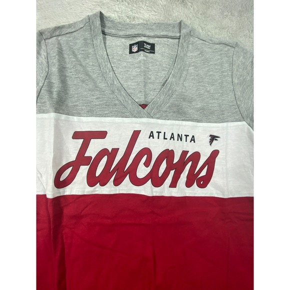 NFL Team Apparel Tops - NEW NFL Team Apparel ATLANTA‎ FALCONS Womens T Shirt Small Striped Logo Spellout